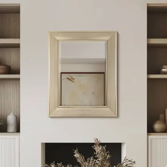 Head West 31" Brushed Nickel Pave Textured Framed Wall Vanity Mirror {1}