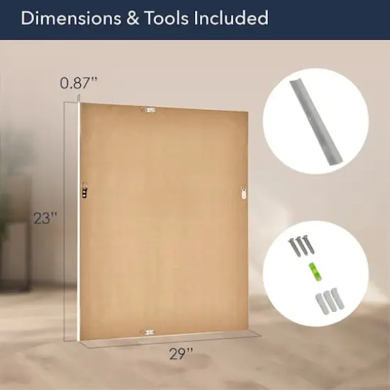 Head West 29" Chrome & White Tile Textured Framed Vanity Mirror {8}