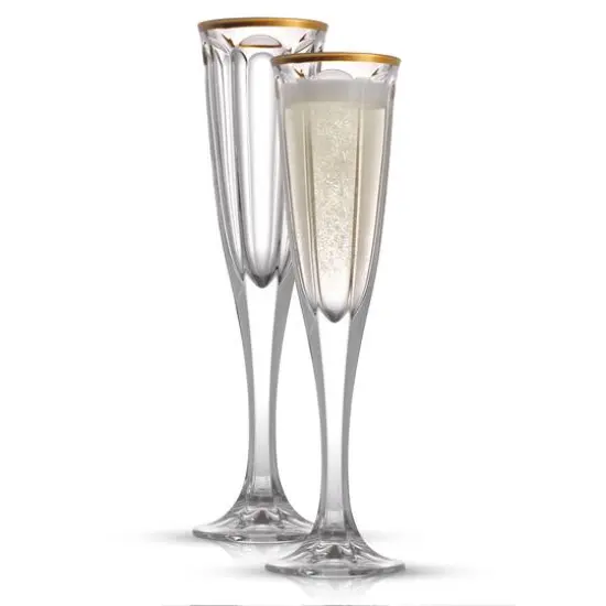 JoyJolt&reg; 4.3oz. Gold Rimmed Windsor Crystal Champagne Flutes, 2ct. {1}
