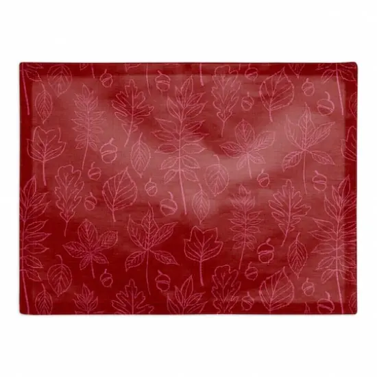 Autumn Pattern Leaves On Red Poly Twill Placemat {1}
