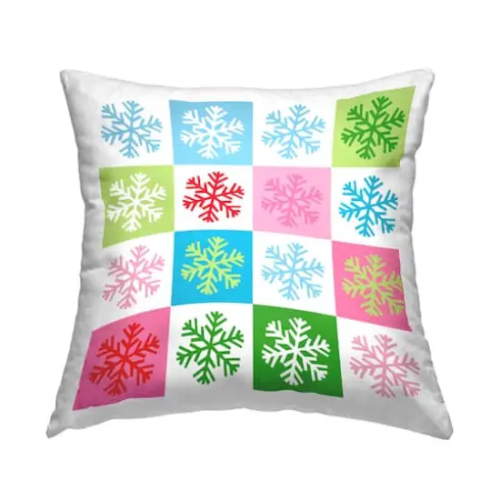 Stupell Industries Pop Art Snowflake Squares Throw Pillow {1}