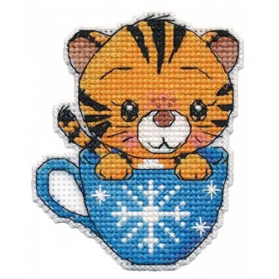 Oven Tiger In A Cup Magnet Cross Stitch Kit {1}