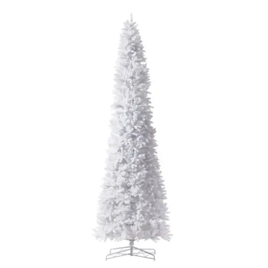 13ft. Pre-Lit Slim White Artificial Christmas Tree, Warm White LED Lights {3}