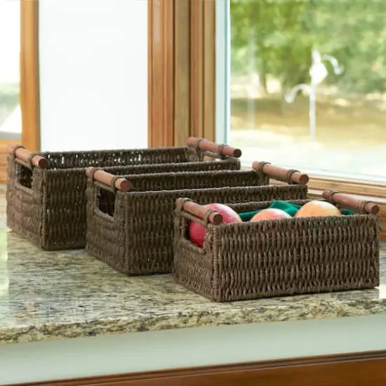 Household Essentials Decorative Woven Basket Set Brown {4}