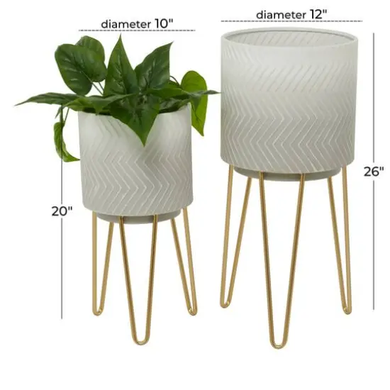 White Metal Modern Planter Set {8}