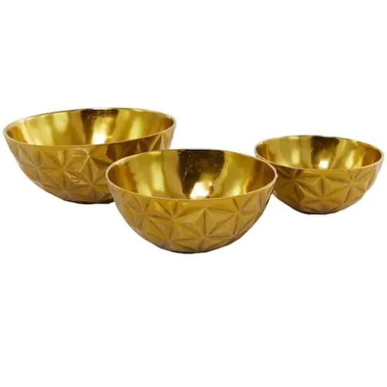 Metal Faceted Decorative Bowl Set Gold {6}