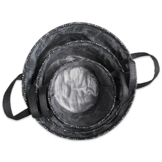 DII&reg; Round Black & White Tribal Chevron PE-Coated Woven Paper Laundry Bin Set {6}