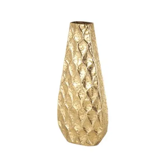 33.5" Gold Metal Textured Concaved Teardrop Vase with Spotted Gray Accents {7}