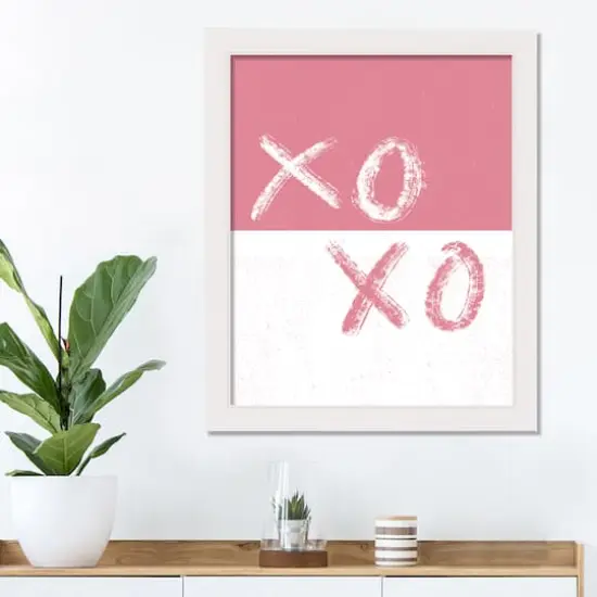 16" x 20" XOXO Brush Strokes White Framed Print Wall Art {4}