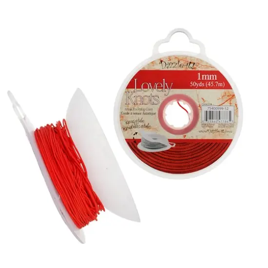 John Bead Lovely Knots 1mm Asian Knotting Cord with Bobbin, 50yd. Red {1}