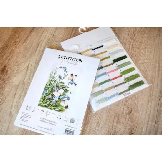 Letistitch Butterflies And Bluebird Flowers Counted Cross Stitch Kit {8}
