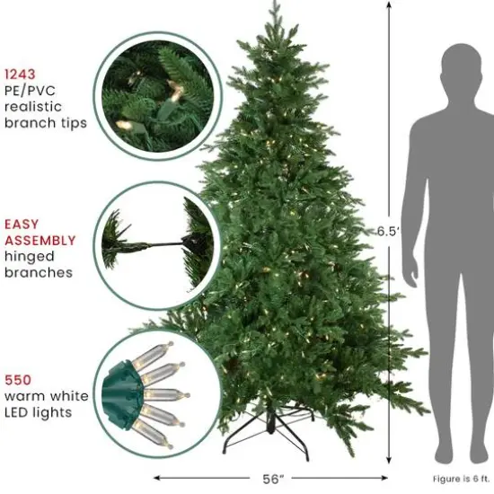 6.5ft. Pre-Lit Real Touch&trade;️ Minnesota Balsam Fir Artificial Christmas Tree, Warm White LED {5}
