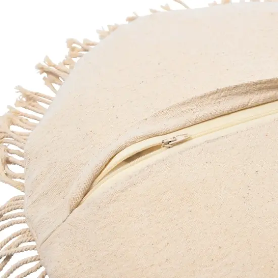 Hello Honey&reg; Natural & Brown Hand-Woven Cotton & Jute Macram&eacute; Pillow with Fringe {5}