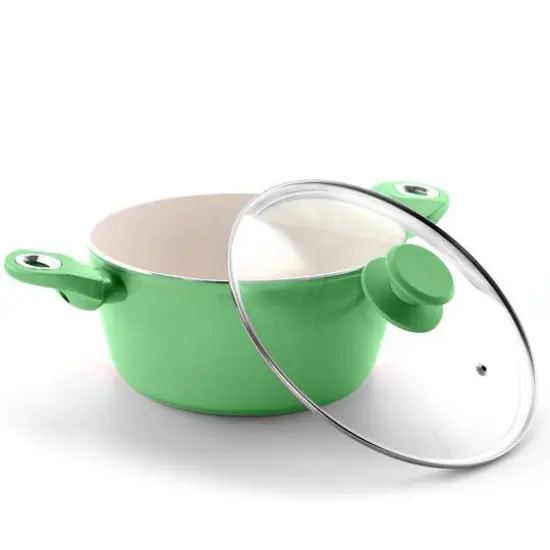 Gibson Home&reg; Plaza Caf&eacute; Mint Aluminum 4.5qt. Dutch Oven with Soft Touch Handles {4}