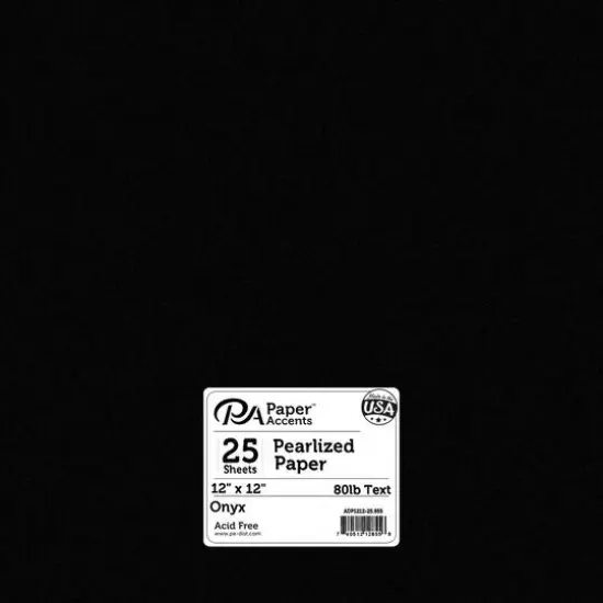 PA Paper™ Accents 12" x 12" 80lb. Pearlized Paper, 25 Sheets Onyx {1}