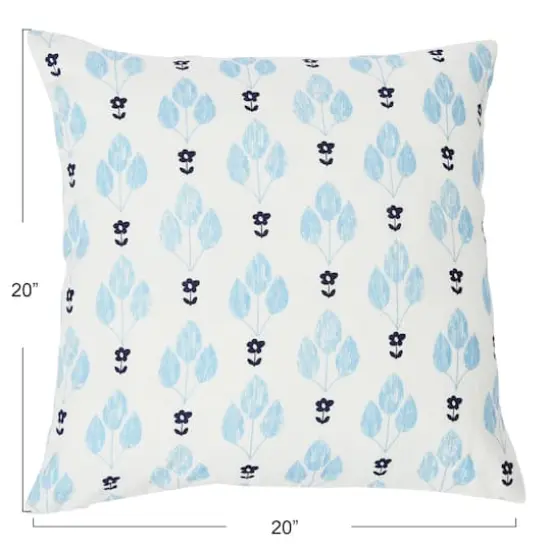 Hello Honey&reg; White & Blue Floral Print Pillow Cover {5}
