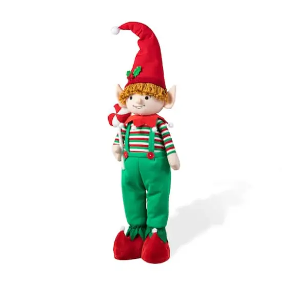 Glitzhome® 39" Telescopic Christmas Elf Boy Standing Décor {1}