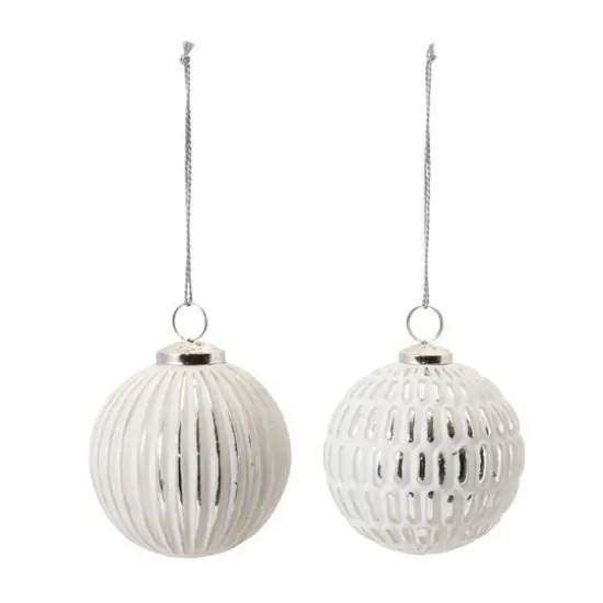 4" Frosted Glass Ball Ornament Set {5}