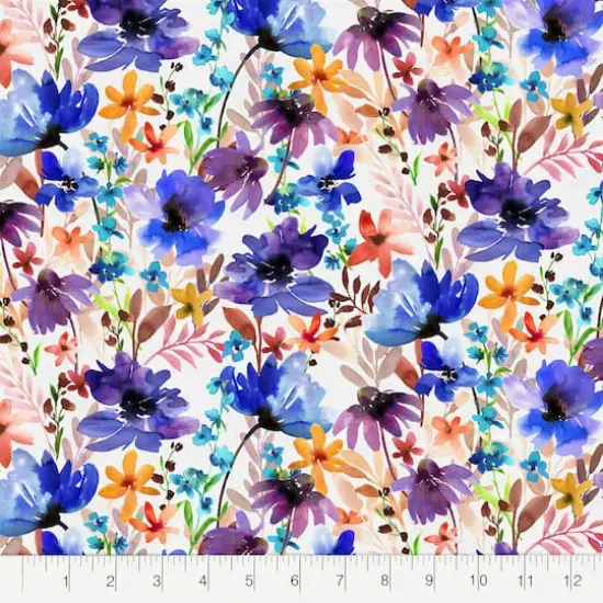 Fabric Editions White Bellino Garden Cotton Fabric {3}