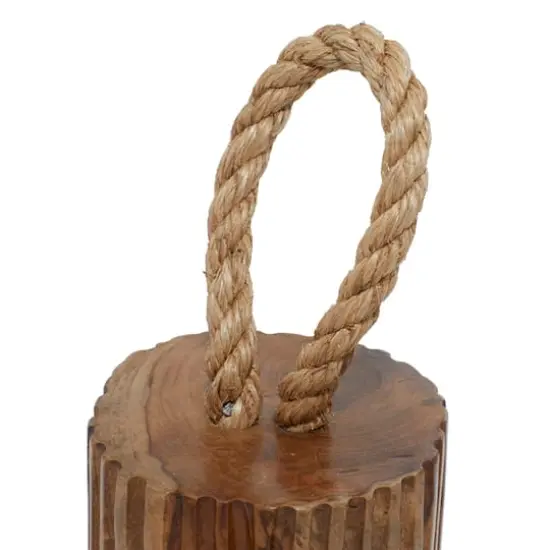 Set of 2 Brown Teak Wood Coastal Sculpture 5", 10" {6}