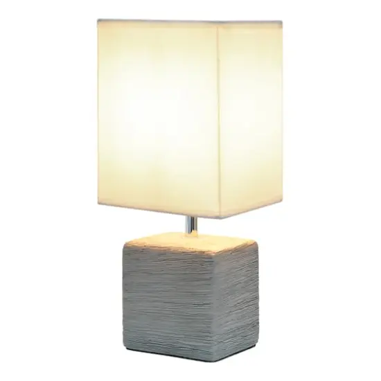 Simple Designs Stone Table Lamp with White Shade Gray {5}