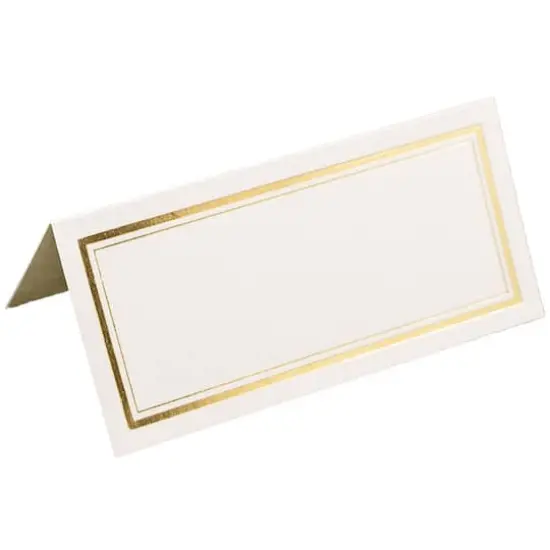 JAM Paper Double Metallic Border Fold-Over Wedding Table Place Cards, 100ct. Ivory with Gold Double Border {1}