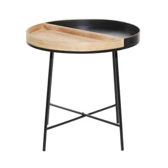 22" Black Metal Contemporary Accent Table {4}