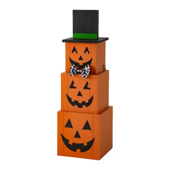 Glitzhome&reg; 36" Double Sided Stacked Pumpkins Halloween Porch Decor {1}