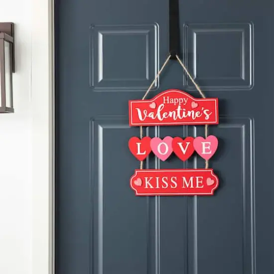 Glitzhome&reg; 13.5" Valentine's Wooden Love Door Hanger {4}
