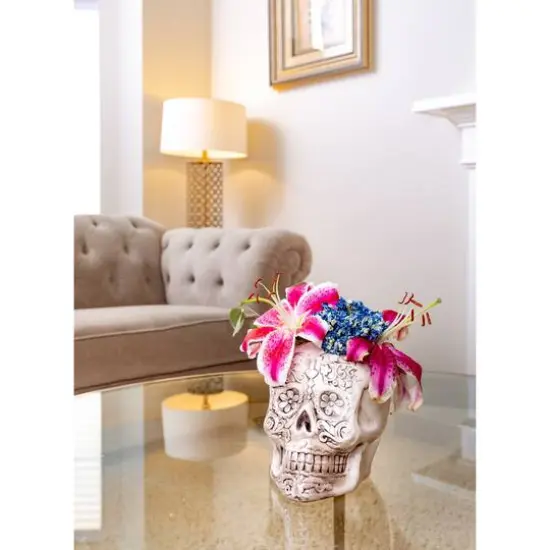 Flora Bunda Large Ceramic Sugar Skull {4}