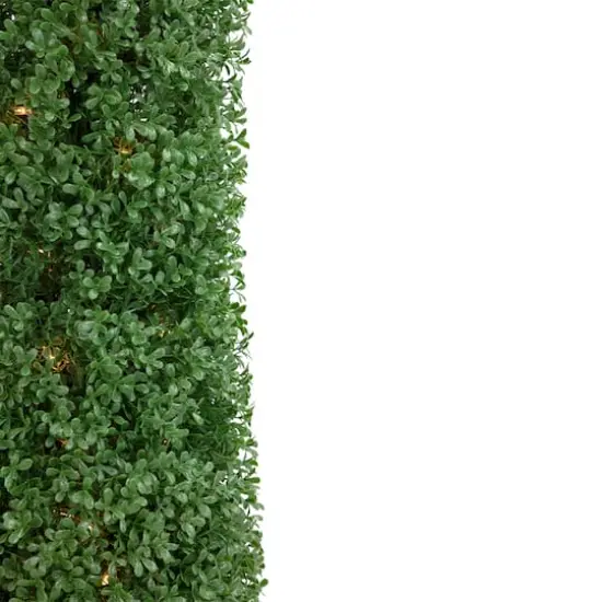 4ft. Pre-Lit Artificial Boxwood Cone Topiary Tree with Pot, Clear Lights {5}