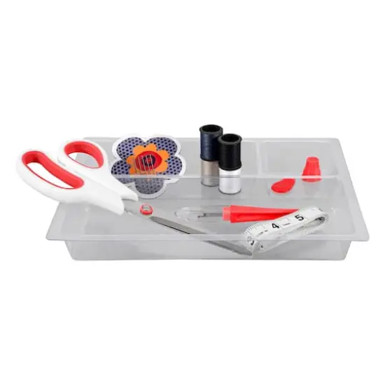 SINGER&reg; Large Purple Notions Print Sewing Basket with Sewing Scissors & Notions {6}