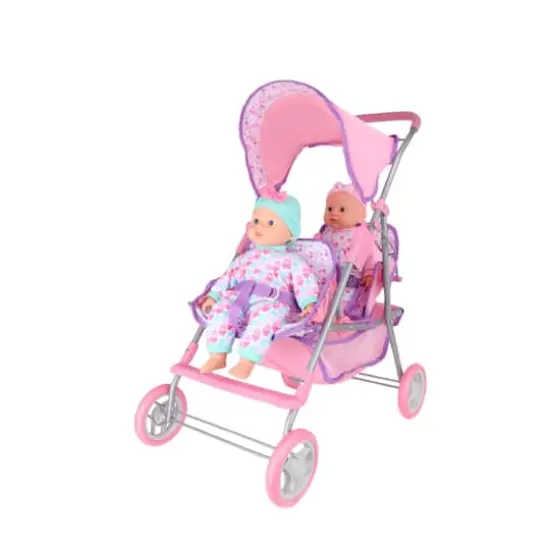 Dream Collection 14" Twin Doll Stroller with 2 Dolls {1}