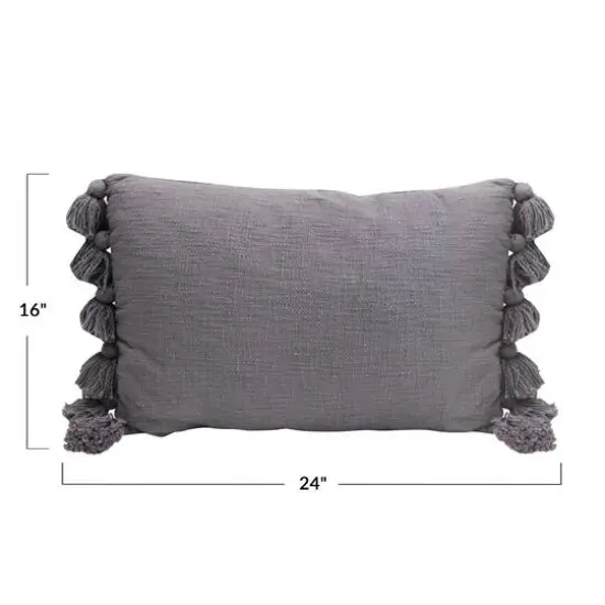 Hello Honey&reg; Blue Lumbar Pillow with Tassels {3}