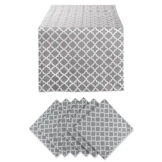 DII&reg; Lattice Table Runner & Napkins Set Gray {1}
