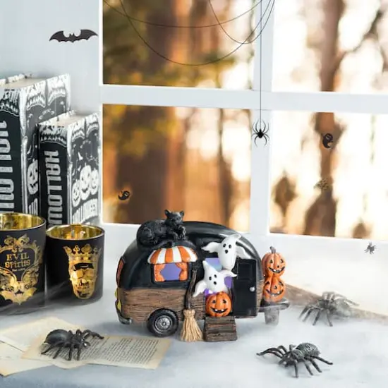 Glitzhome&reg; 9.25" Halloween Lighted Camper Table D&eacute;cor {3}