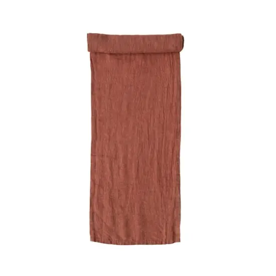 Hello Honey&reg; 108" Stonewashed Linen Table Runner Rust {1}