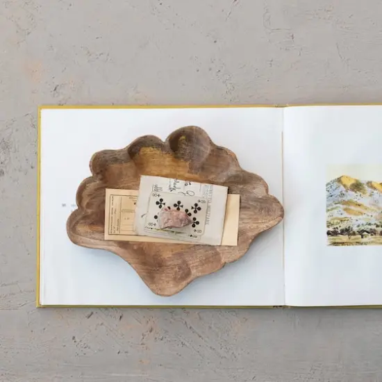 Hello Honey&reg; 12.25" Natural Hand-Carved Scalloped Mango Wood Serving Platter {3}