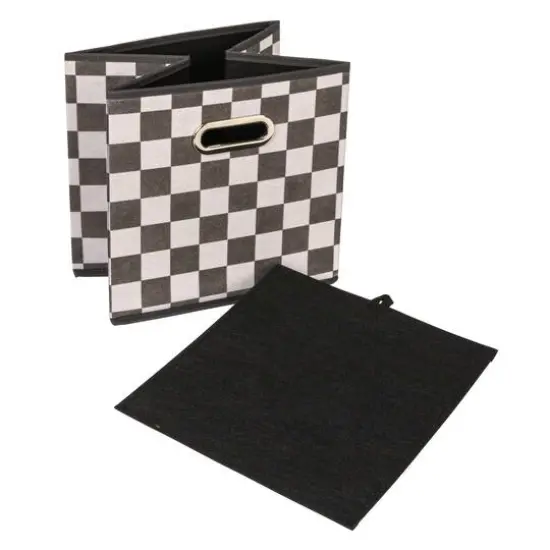 Household Essentials Square Storage Bin White and Black Checkerboard {3}
