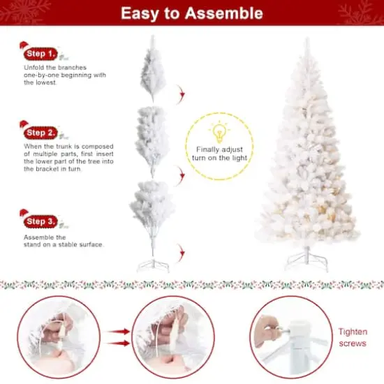 8ft. Pre-Lit White Pine Artificial Christmas Tree, Warm White Lights {8}