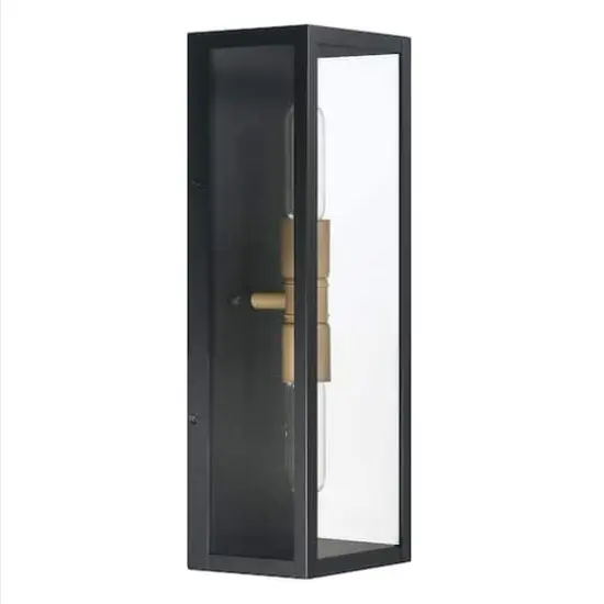 Hello Honey&reg; Lloyd Matte Black Modern Minimalist Metal & Glass Wall Mounted Outdoor Light {14}