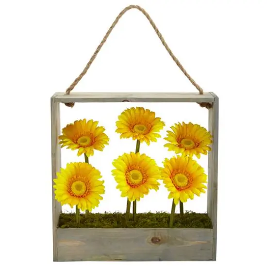 Gerbera Daisy Silk Garden in Wall Hanging Frame {1}