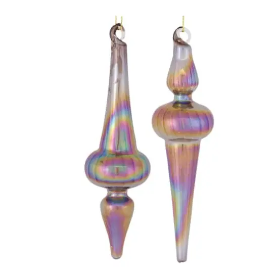 12ct. 6" Iridescent Glass Finial Drop Ornaments {1}