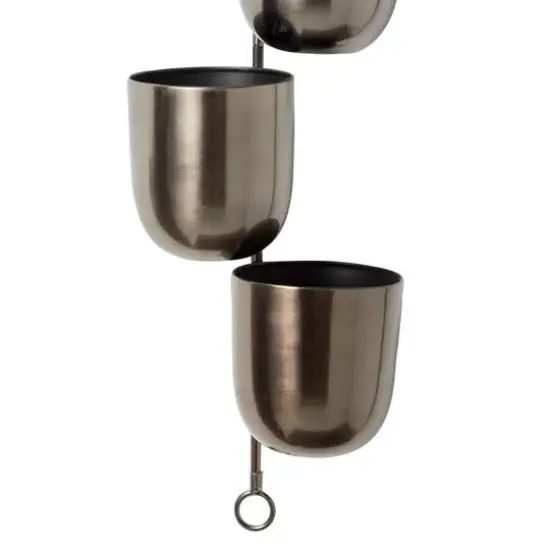25" Dark Silver Metal Contemporary 3-Pot Hanging Planter {6}
