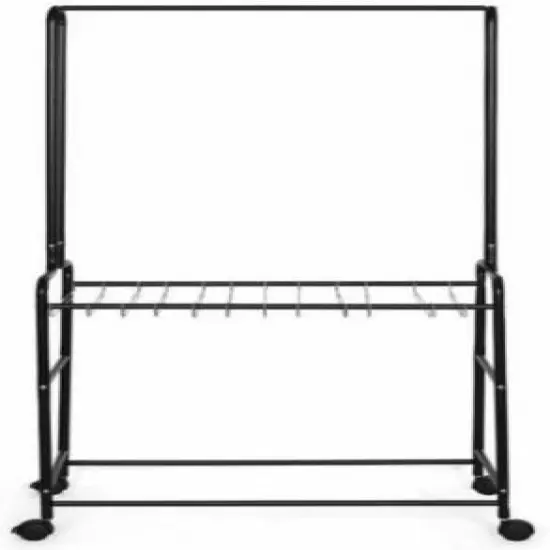 NEX&trade; Black 2-Tier Heavy Duty Rolling Metal Garment Rack {1}