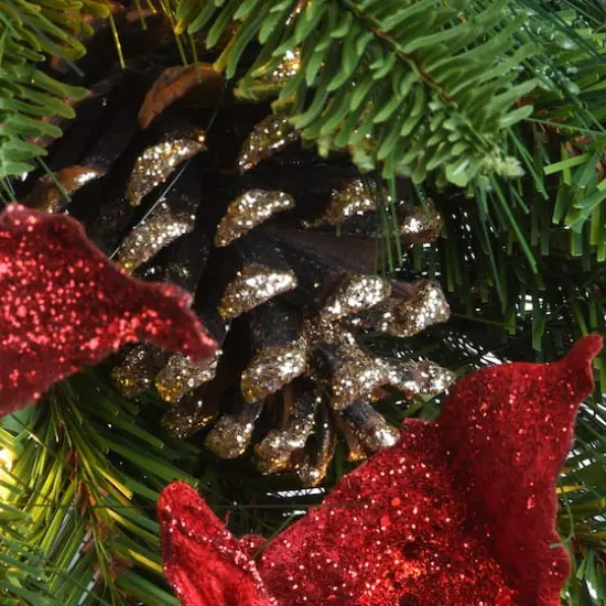 9ft. Pre-Lit Poinsettia & Pinecone Garland {5}