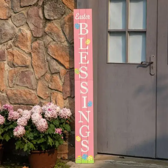 Glitzhome&reg; 60'' Easter Blessings Wooden Porch Sign {4}