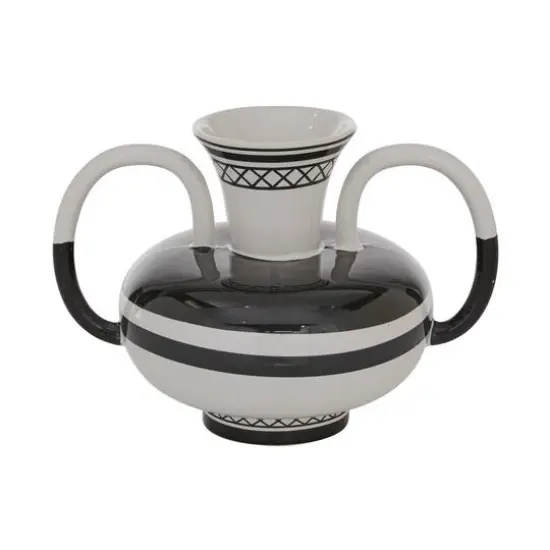 White Ceramic Eclectic Vase, 7" x 7" x 7" {1}