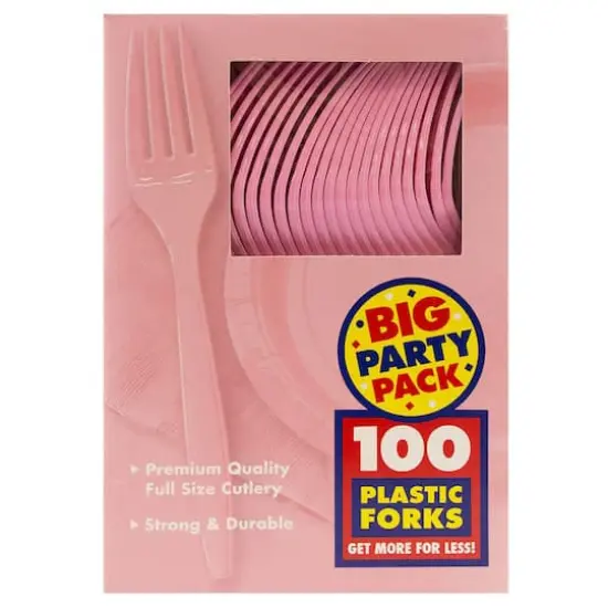 JAM Paper Pink Premium Plastic Forks, 100ct. {3}