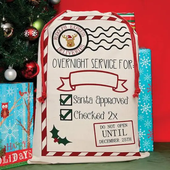 Personality Case&trade; 19" x 26" Rudolph Express Cotton Christmas Drawstring Bag {3}